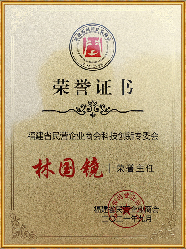 福建省民营企业商会科技创新专委会荣誉证书